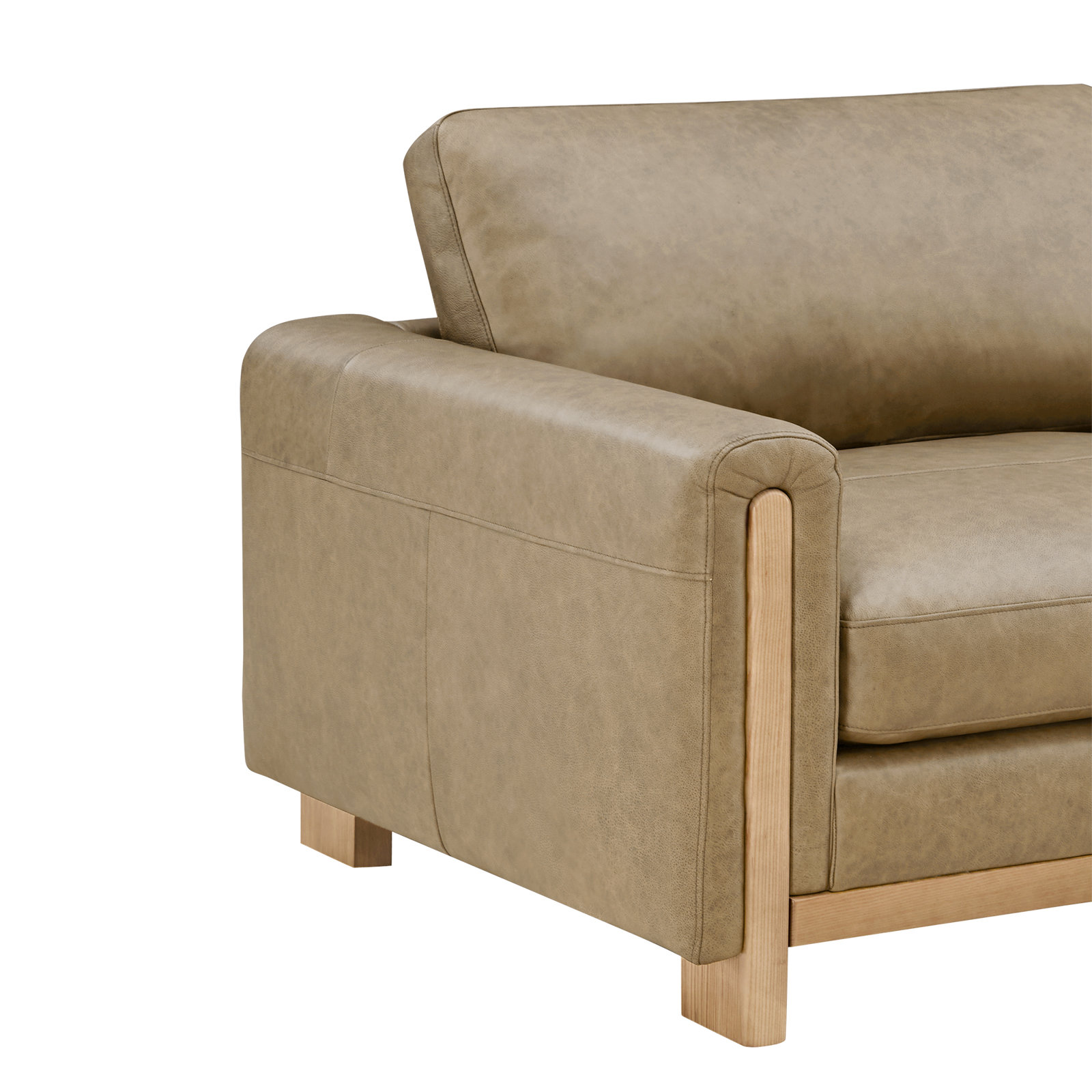 Adika 88" Upholstered Sofa, Taupe Genuine Leather