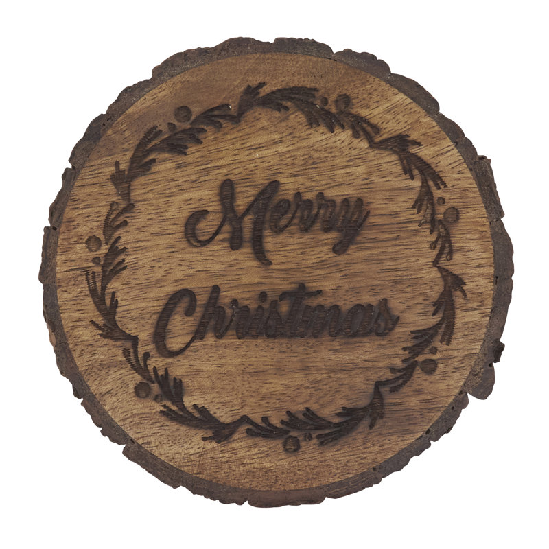 Ensemble de sous-verres en bois de manguier Merry Christmas (ensemble de 4)