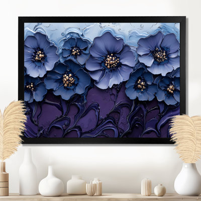 «Aqua Blue Poppies Dreamscape At Night II», art mural coquelicots