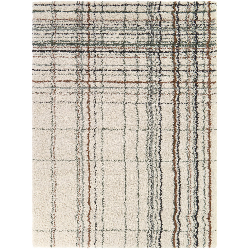 Tapis rayé crème à motif abstrait Circe, Rectangle 7 pi 10 po x 10 pi
