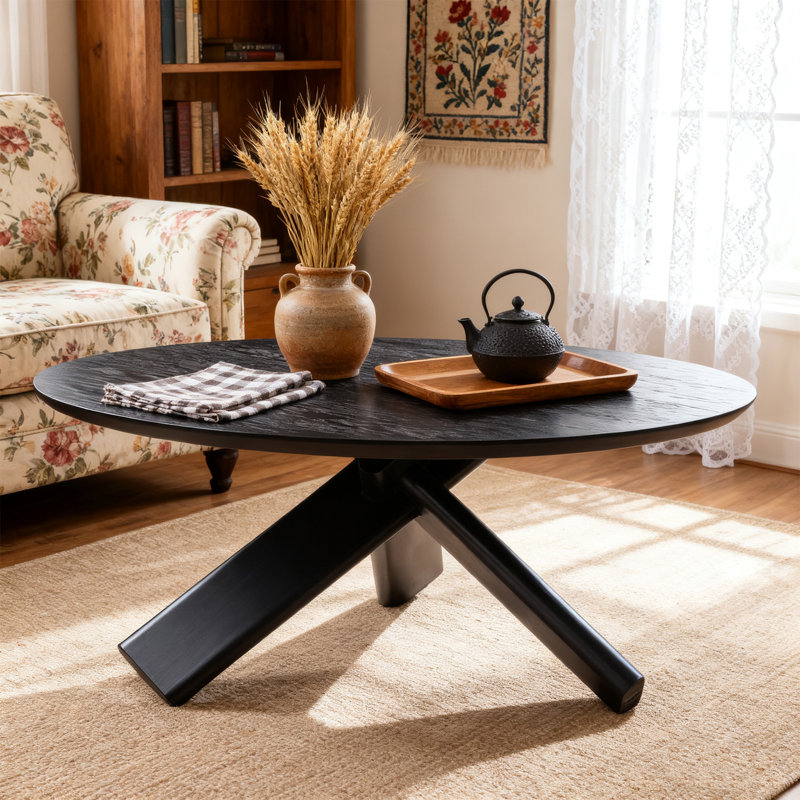 Table basse 40 "avec 3 pieds en bois Pelaga, Noir
