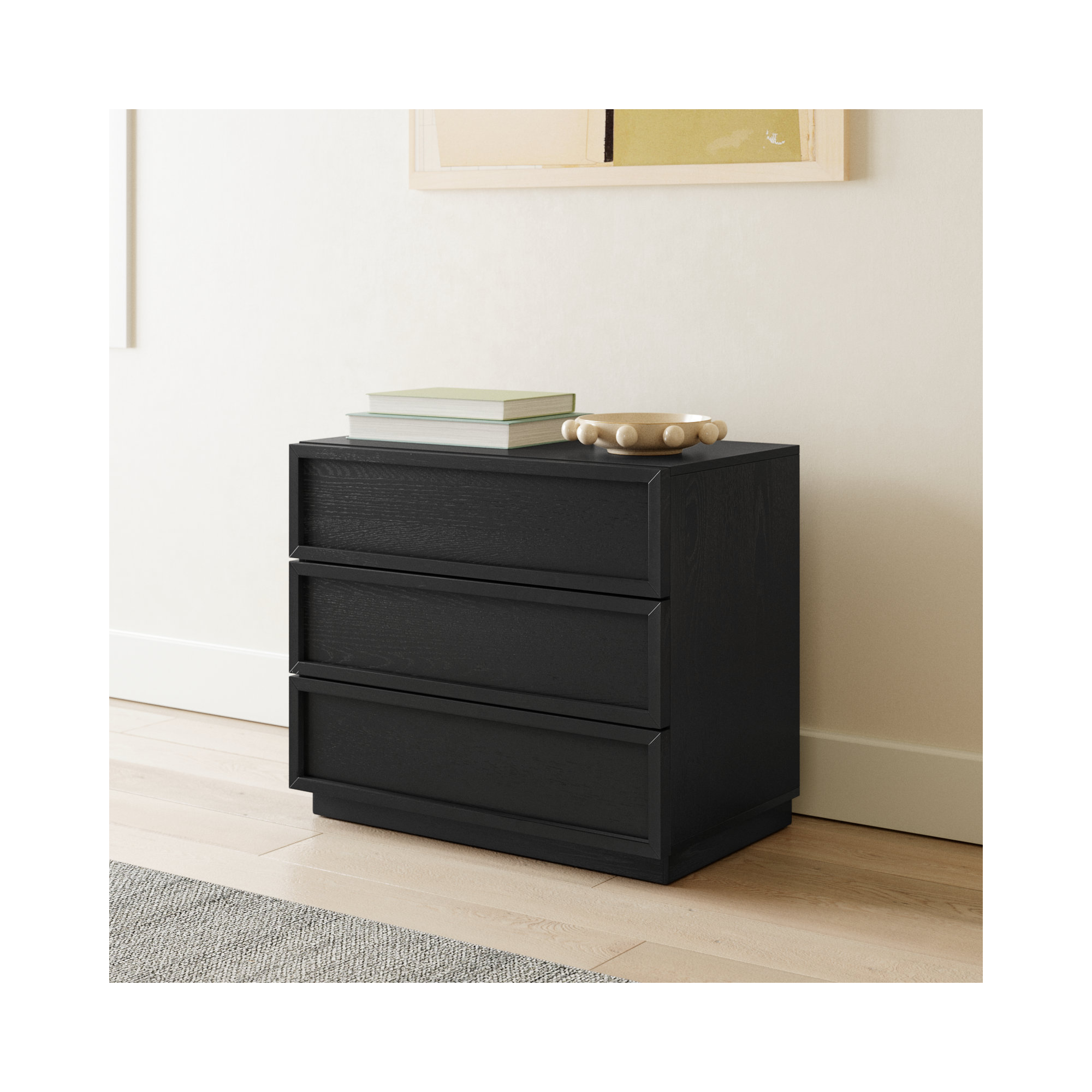 Hudson 3-Drawer Dresser, Black