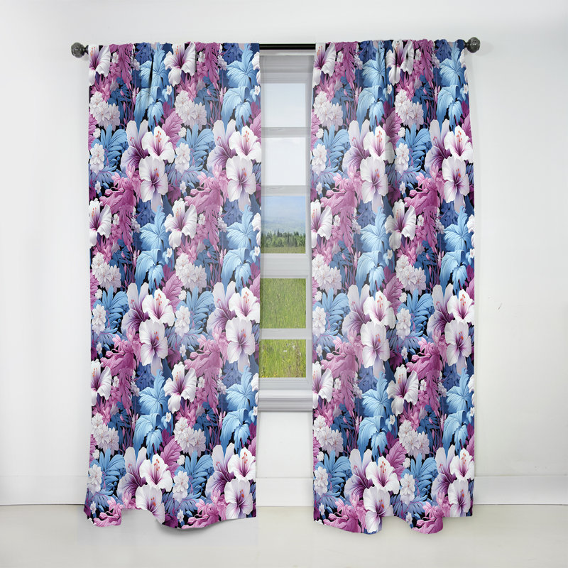 Motif tropical Tranquil Dreamscape - Rideau floral - Velours obscurcissant - 1 panneau, L 52 po x L 108 po
