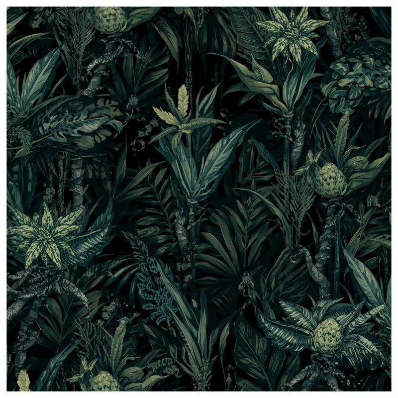 Tropical Jungle Foliage Wall Tapestry - Foliage Wall Decor, 50in H x60in W with 4 Grommets