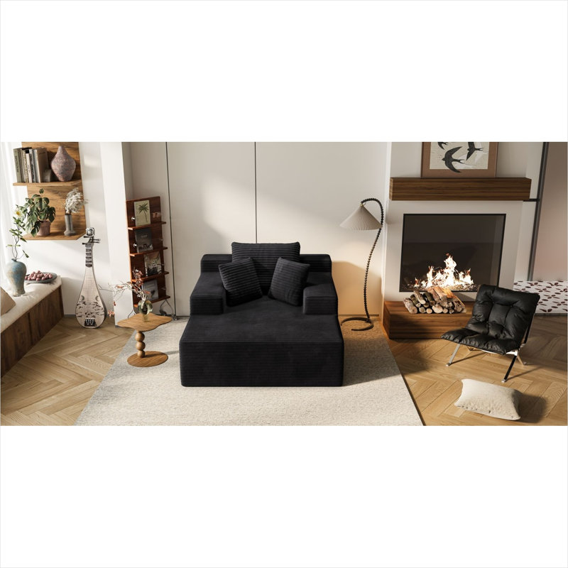 Fauteuil inclinable rembourré en velours côtelé avec poignée de commande et assise profonde pour un confort optimal dans le salon ou la chambre.