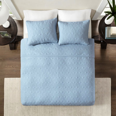 Courtepointe réversible en bleu pour lit double / grand lit - Rembourrage confortable en coton avec deux taies décoratives et lits lavables à la machine Le rembourrage confortable comprend 2 literies