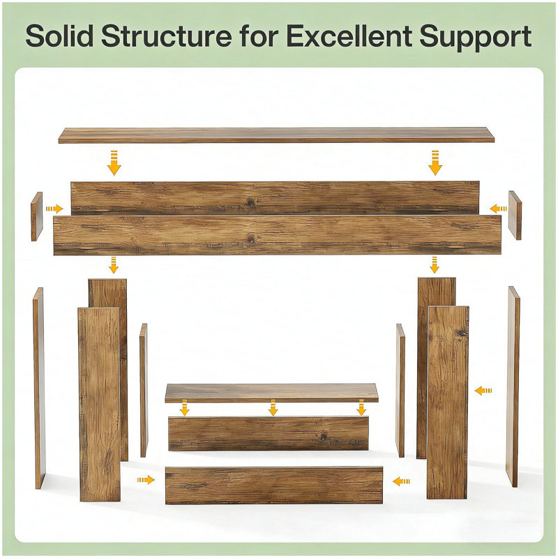 Rustic Farmhouse 2-Tier Hall Table with Vintage U-Shaped Base and Lower Shelf for Decor, Ideal for Living Rooms and Entryways