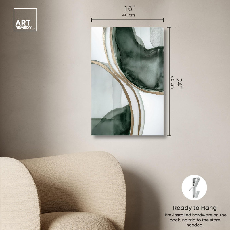 Ebb and Flow Green Abstract Canvas Art, 24" x 16"