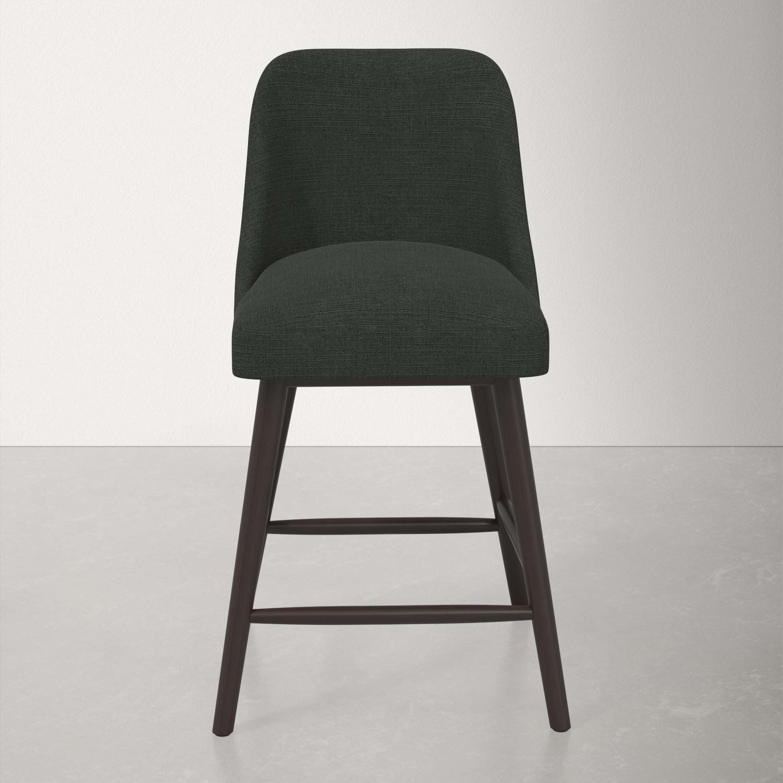 Gallie Stool, Espresso, Counter Stool (27” Seat Height), Classic Black Linen