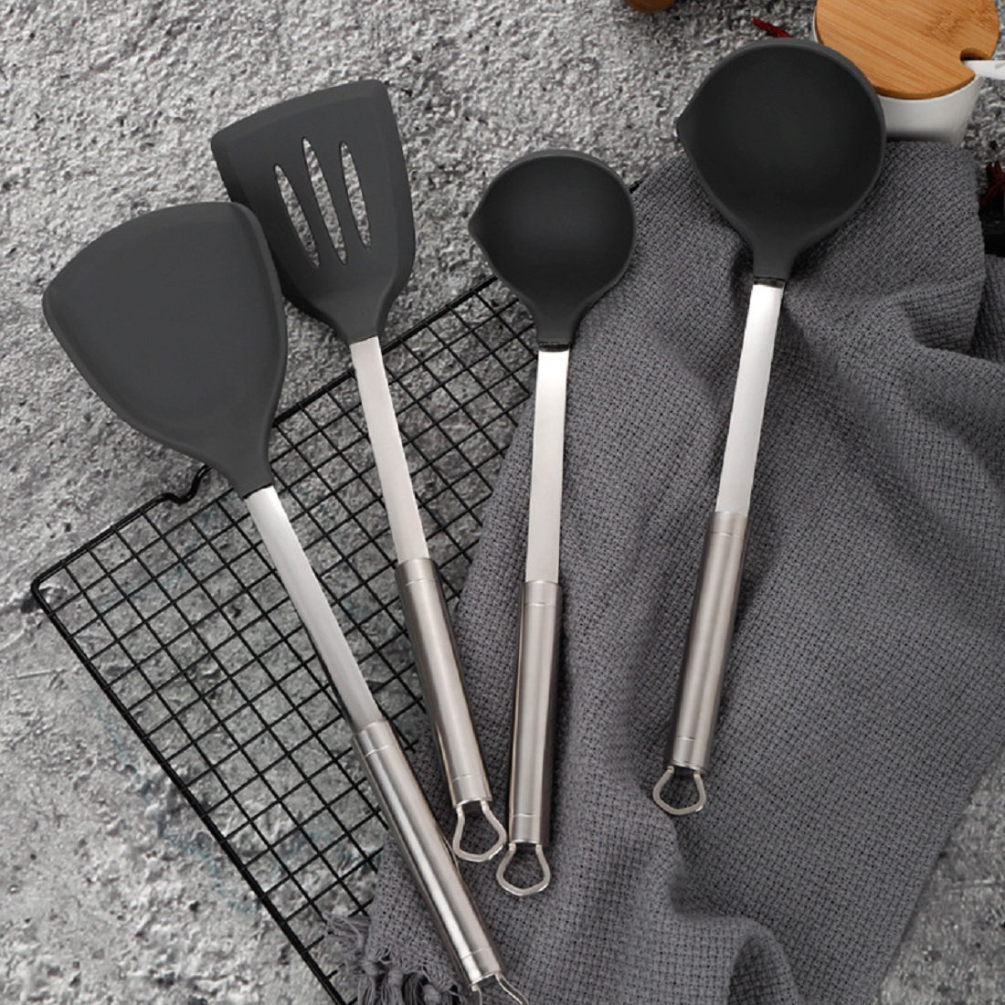 Elyon Best Modern 9-piece-silicon-kitchen-cooking-utensils-set