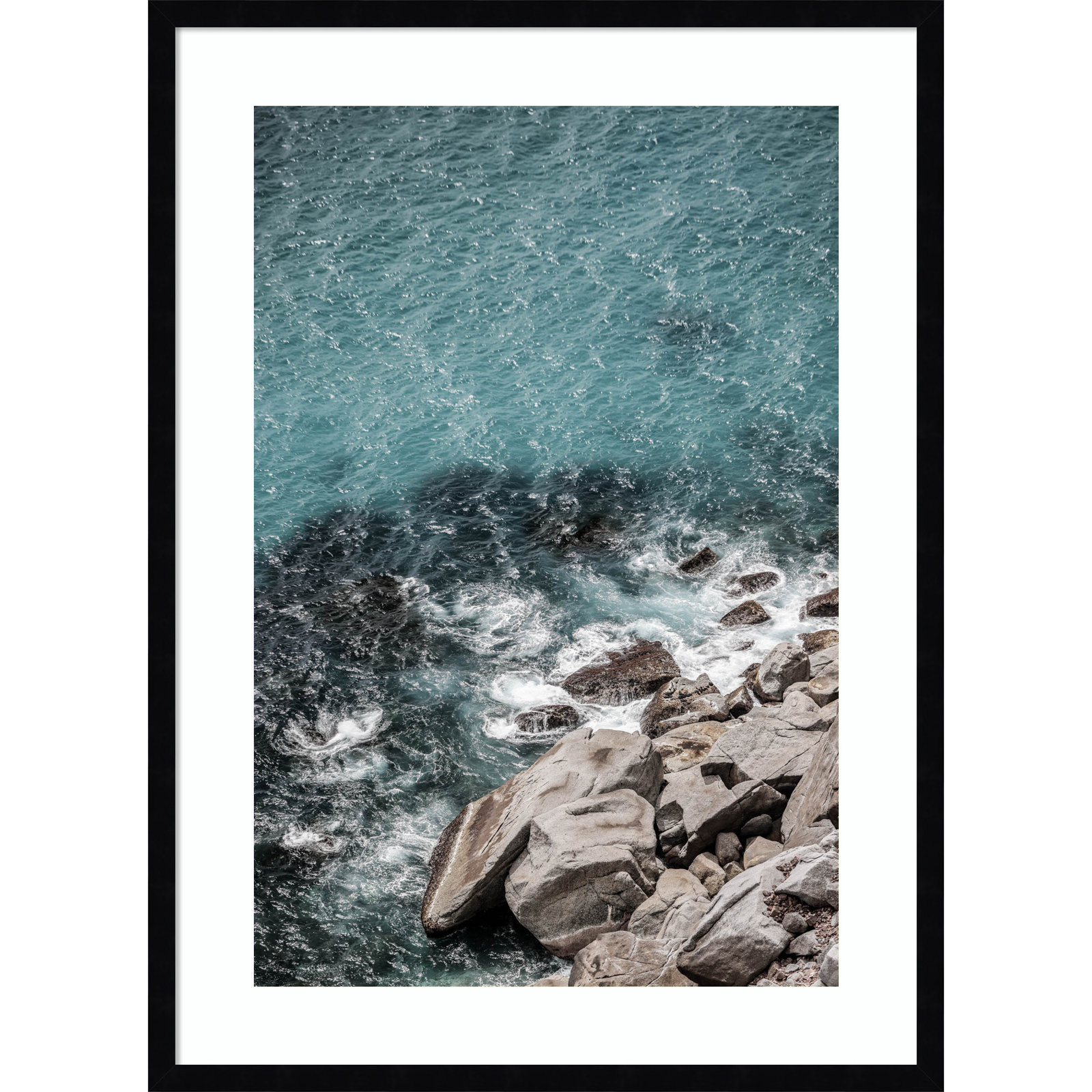 Pacetti "Aqua Sea Shores" Print, 33" H x 24" W, Black