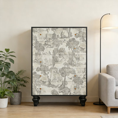 Solid Wood 5-Drawer Bedroom Entry Cabinet