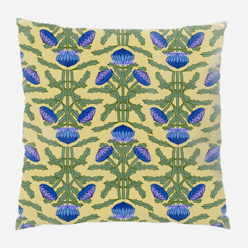 Coussin décoratif à motif , Beige et vert, Intérieur