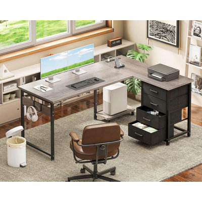 L Shaped Desk With File Drawers