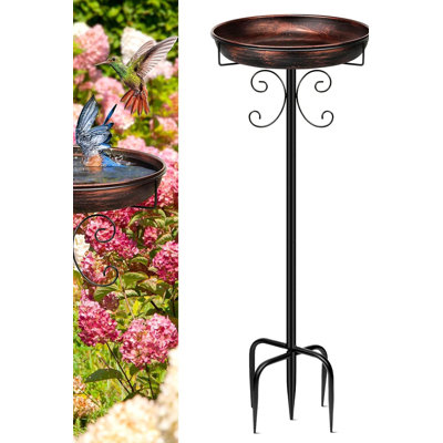 35In Metal Bird Bath For Outside, Vintage Freestanding Birdbaths & Birdfeeder, Bird Baths Feeder Bowl For Outdoors Garden Patio Yard Lawn Decor, Upgraded 5-Pronged Base (Antique Bronze)