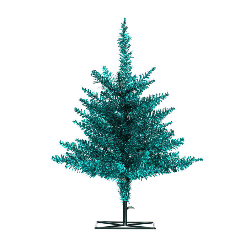 Arbre de Noël artificiel non éclairé 2 pi x 20 po Aqua Tinsel.