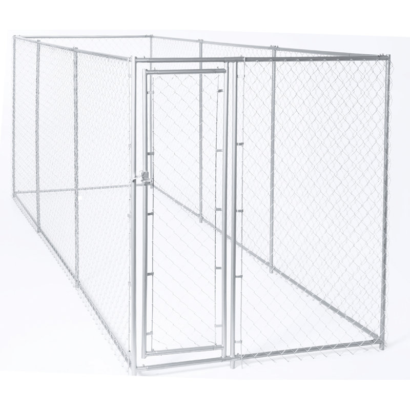 Large Silver Galvanized Steel Chain Link Dog Kennel