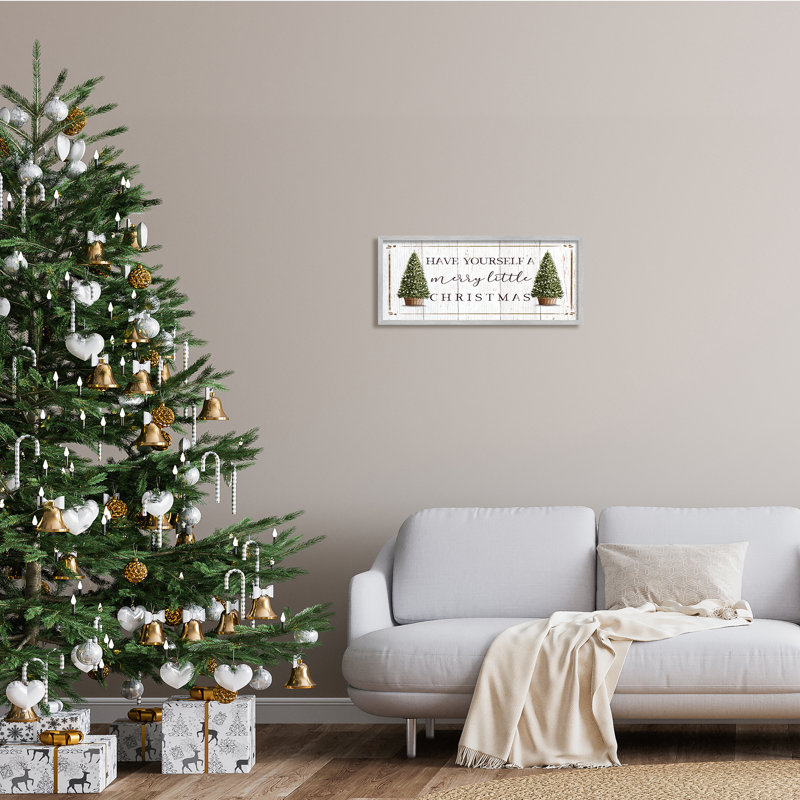 Sapins de Noël rustiques «Merry Little Christmas» par Elizabeth Tyndall - Art textuel, H 10 po x l 24 po