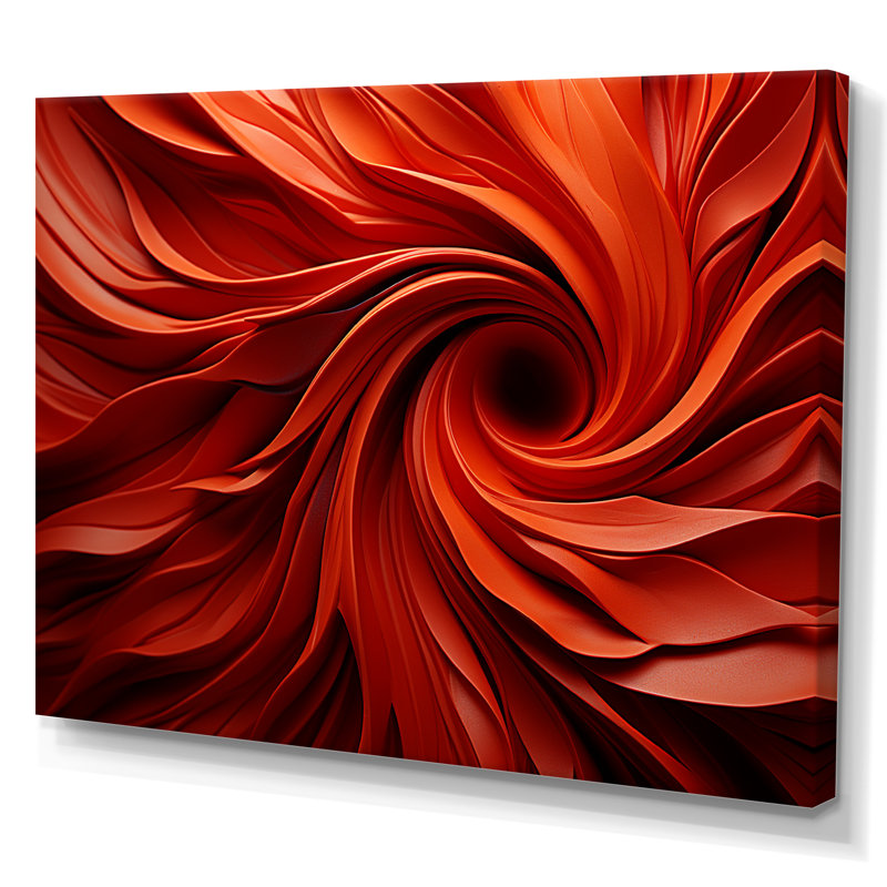 «Red Abstract Spiral Dreamscape I» - Art mural spirales abstraites, Toile tendue, H 30 po x l 40 po x P 1,5 po