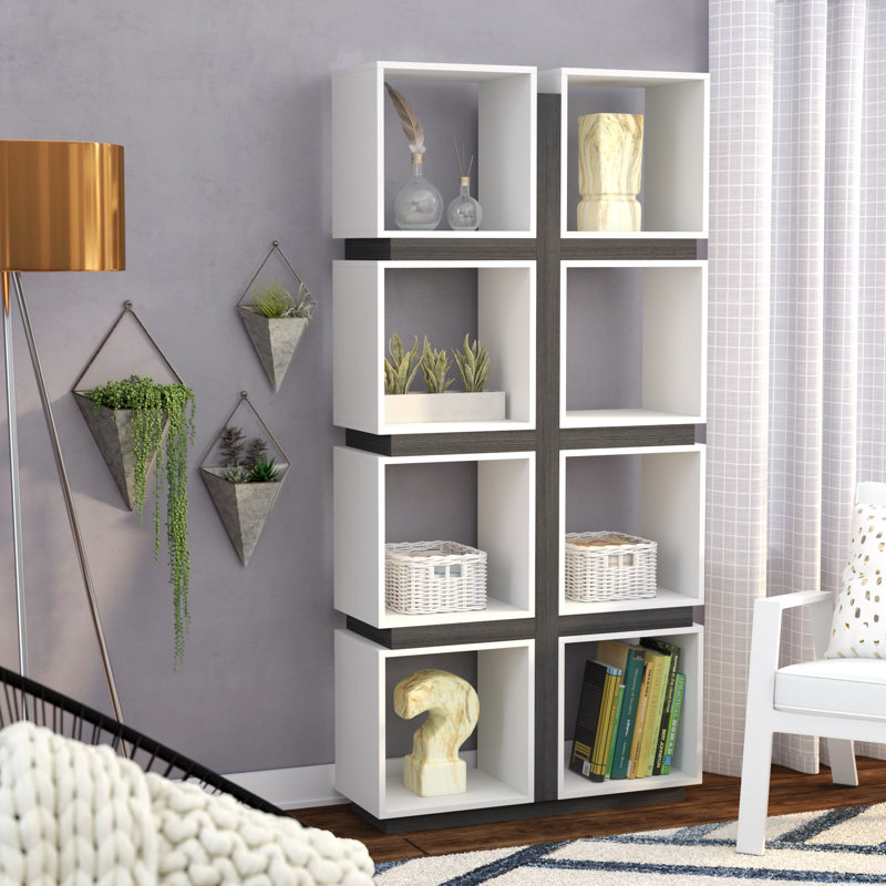Airi Bookshelf, Bookcase, Etagere, 5 Tier, 71"H, Office, Bedroom, Laminate, Contemporary, White/Gray