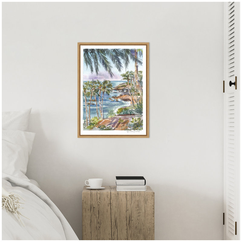 «Laguna Beach California Scene» par Patricia Shaw, reproduction d'art sur toile encadrée