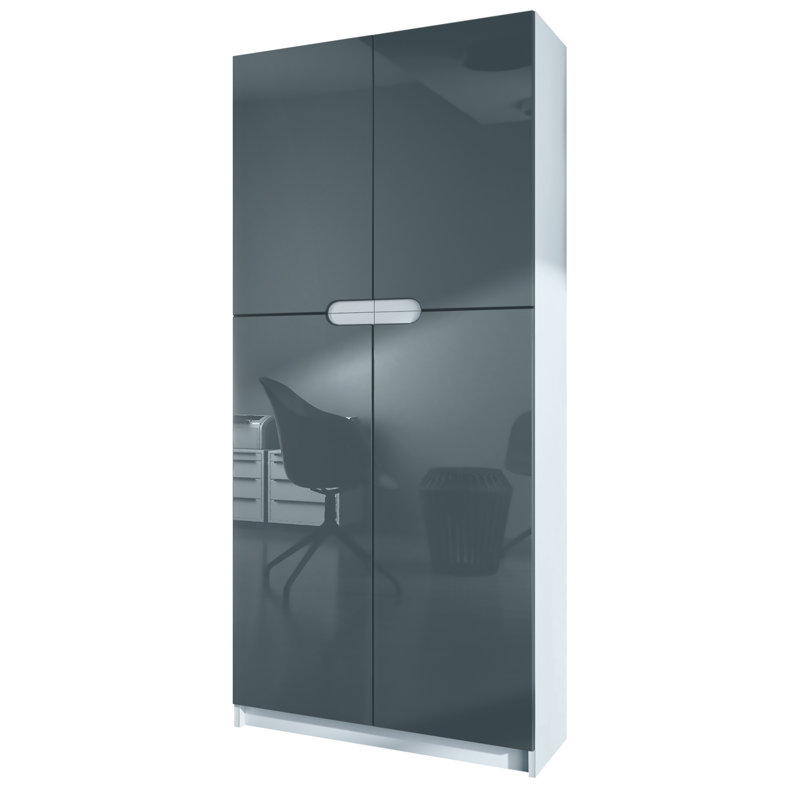 Mazeppa 4 -Door 4 -Shelf, Matt white/Grey