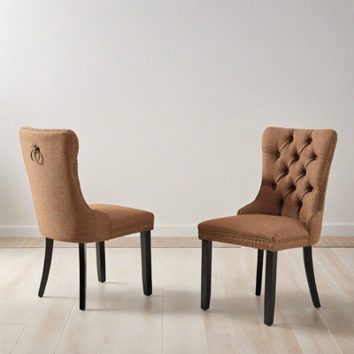 Chaise d'appoint rembourrée capitonnée à dossier à oreilles Parsons (ensemble de 2)