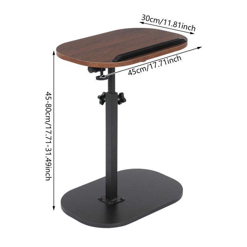 Table d'appoint à hauteur réglable en forme de C