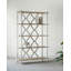 Étagère en bois vieilli 47 x 16,5 x 75 po à cinq niveaux avec découpes ornées, brun / blanc