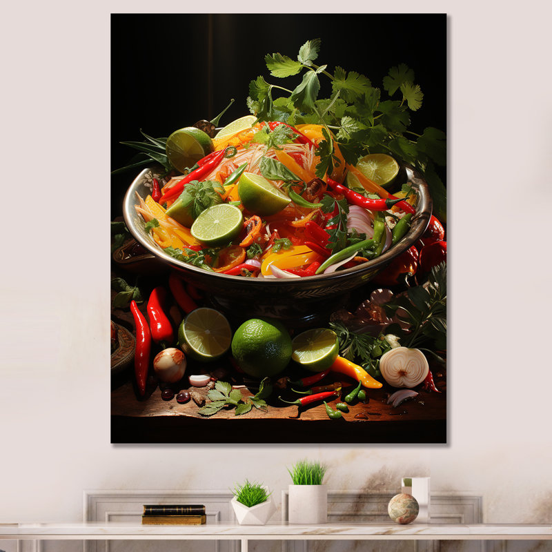 Délices de la cuisine thaïlandaise Apollodoros II, H 44 po x l 34 po x P 1,5 po, Toile tendue