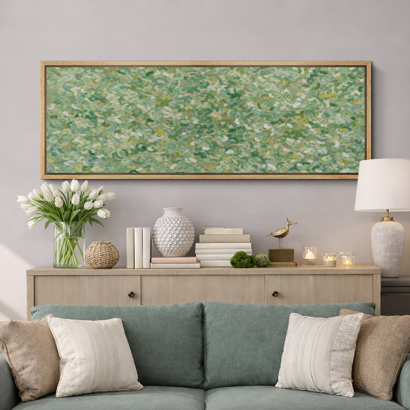 Abstrait vert, impression impressionniste, photos de salon fraîches, impression sur toile encadrée, Cadre naturel