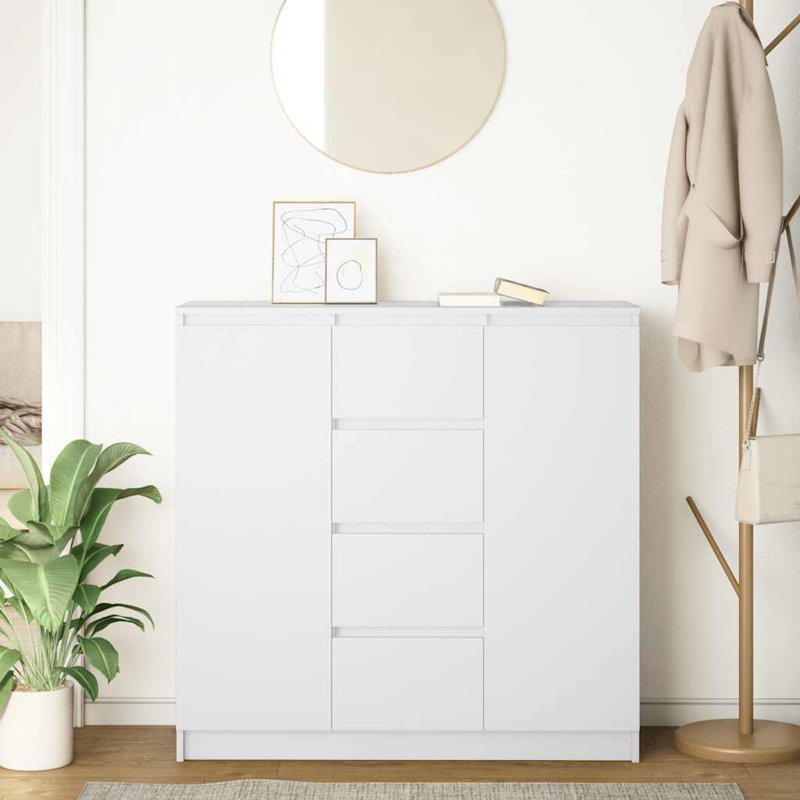 Sideboard With Drawers 100.5X35x98.5 Cm Engineered Wood, White