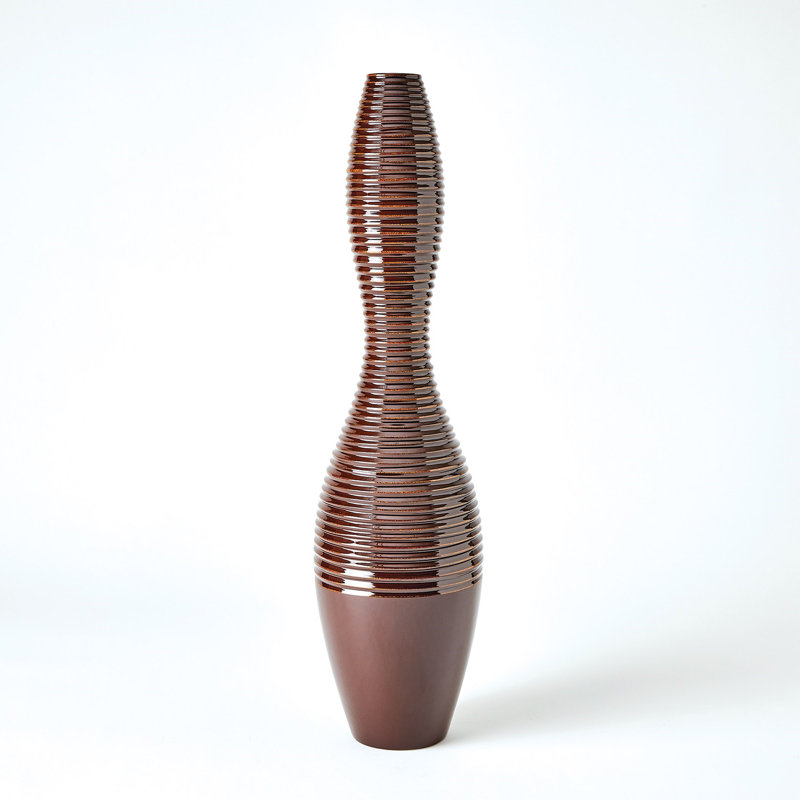 Ribbed Handmade Ceramic Floor Vase, 28.25" H x 7.25" W x 7.25" D