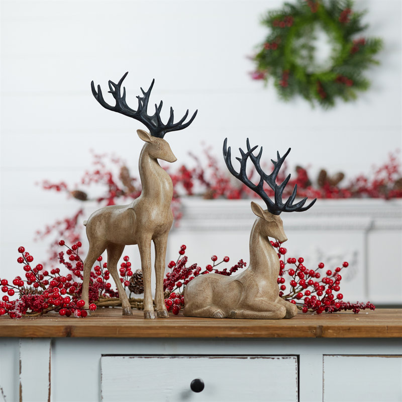 Figurine moderne cerf (ensemble de 2)