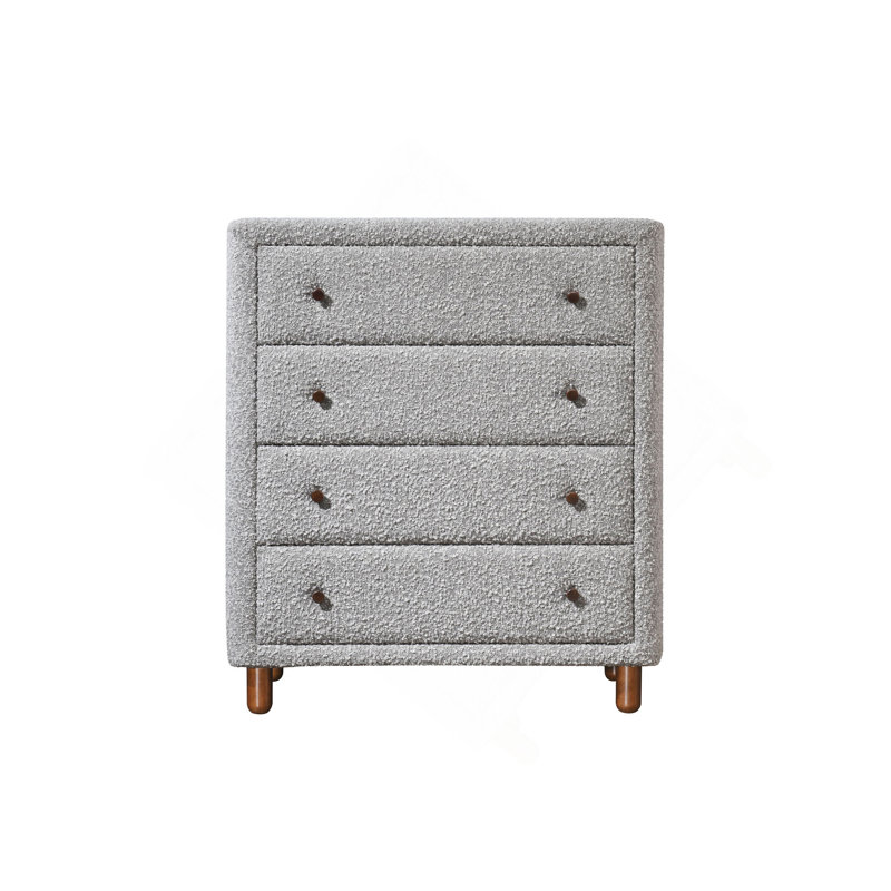 Boucle Fabric Chest, Cozy Textured Storage Chest With Wooden Legs