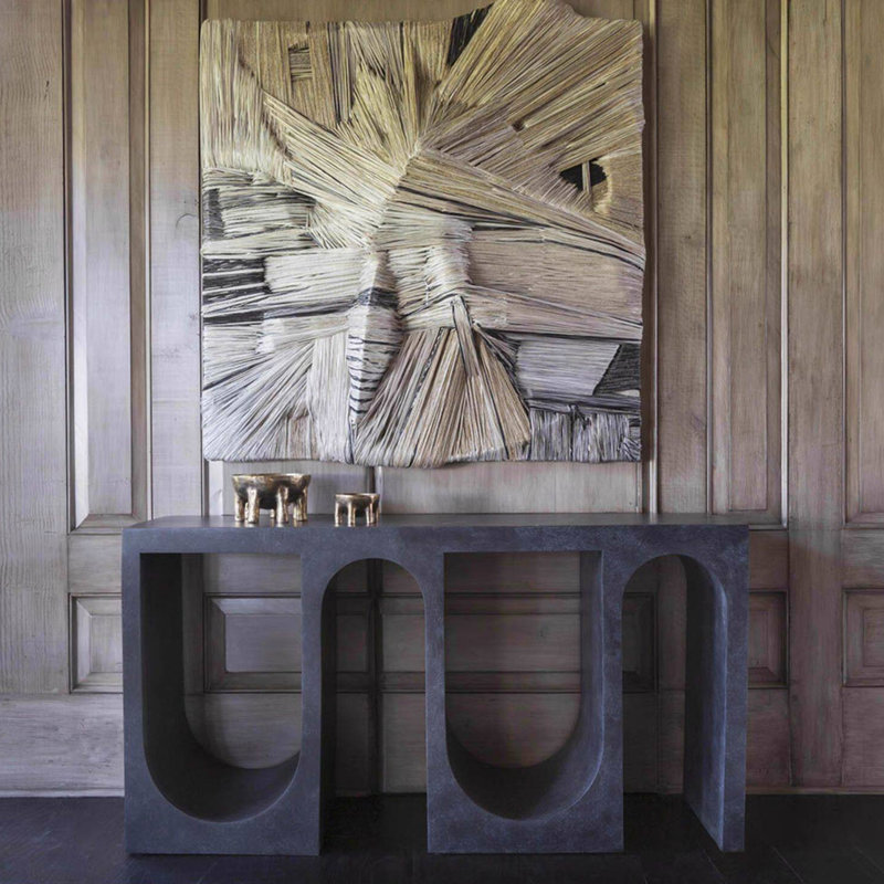 Console italienne simple et créative, H 33,5 po x l 66,9 po x P 15,7 po, Gris foncé