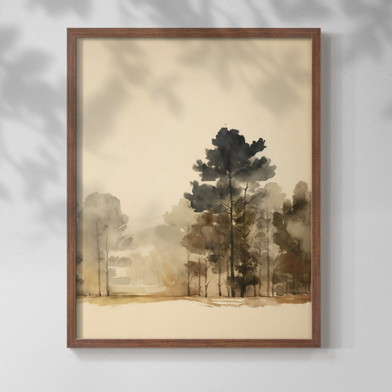 Paysage rétro en V - impression encadrée, H 14 po x l 11 po, Noyer
