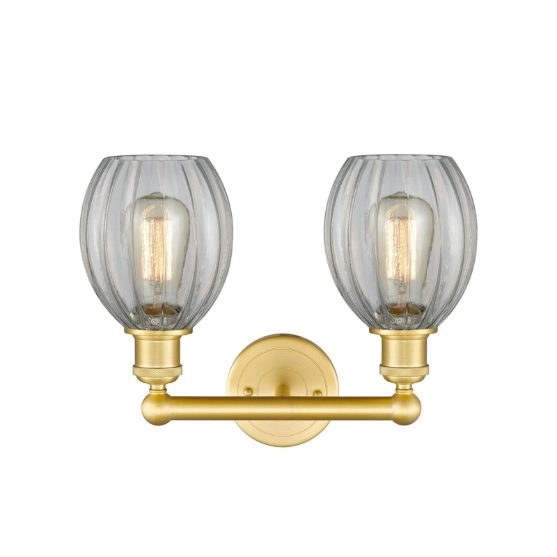 Éclairage pour meuble-lavabo à 2 lumières 14,5 pouces Bolduc, Transparent, Or satiné