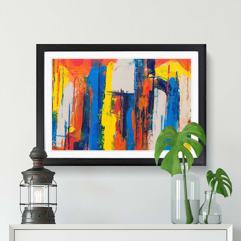 Abstract Art Painting Vol.127 by S.Johnson - Picture Frame Painting Print, 36cm H x 48cm W x 2cm D, Black Framed