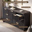 Commode moderne à 7 tiroirs de 130 cm de large pour chambre à coucher, commode double en bois-267412582