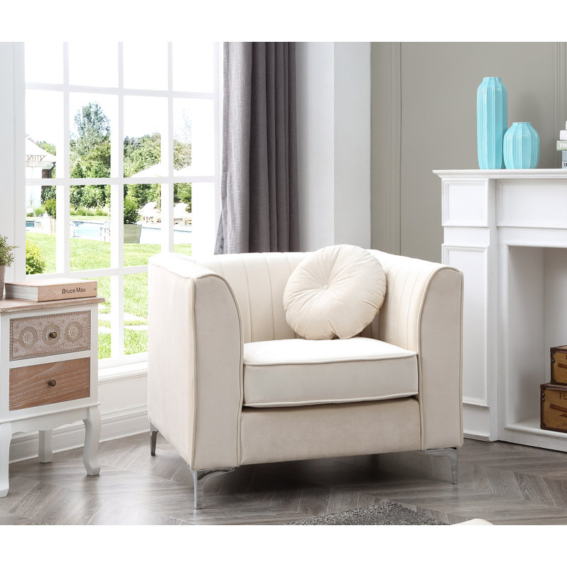 Ballentine Velvet Armchair, Ivory