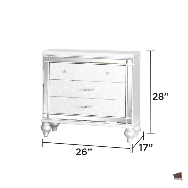 Table de chevet 2 tiroirs Denard, Blanc