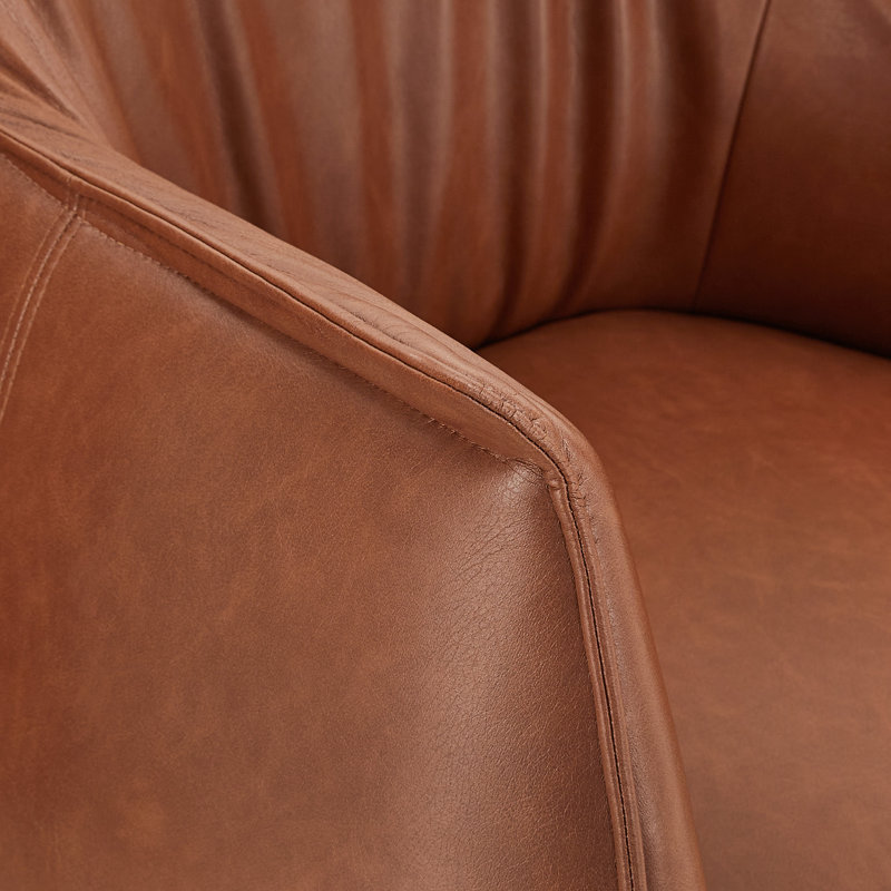 Rankins Oversized Faux Leather Barrel Chair, Brown