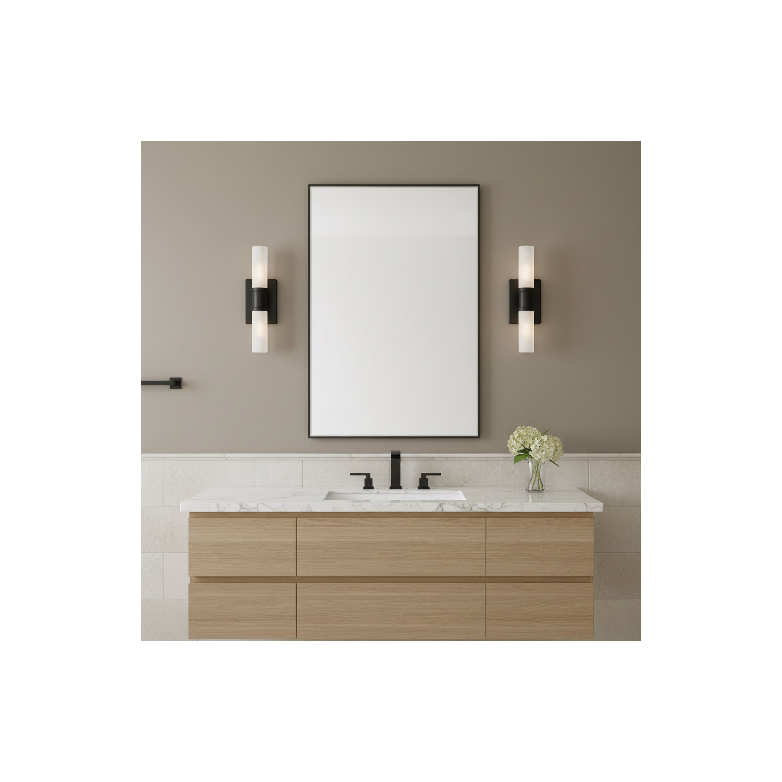 Evelien 2-Light Dimmable Metal Vanity Light, Midnight Black, 40 W, 16" H x 5" W x 3.63" D