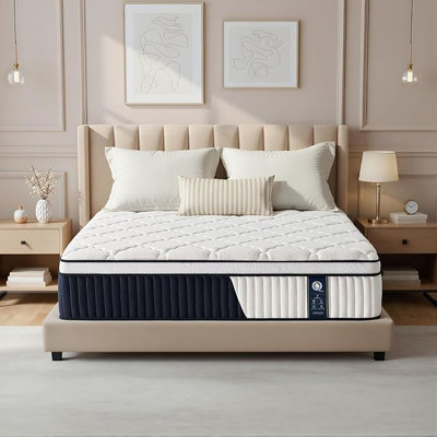 12" Full Size Hybrid Mattress – High-Density Foam with Individually Wrapped Pocket Springs, Medium Firm Feel, Pressure Relief & Motion Isolation, Bed-in-a-Box