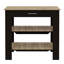 Kitchen Island 37" H, Two Open Storage Shelves, One Drawer, Four Legs,Towel Hanger, Black / Light Oak