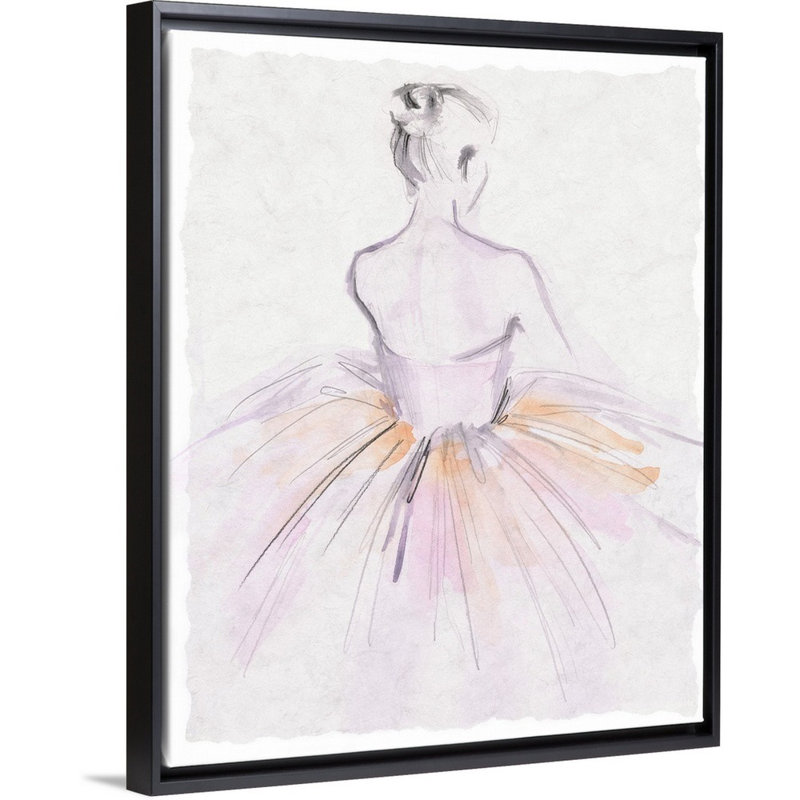 « aquarelle ballerine ii », peinture sur toile, H 31,7 po x l 25,7 po x p 1,75 po, Cadre flottant noir