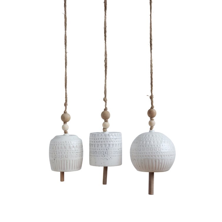 Stoneware Hanging Bell Set of 2