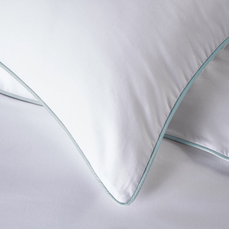 400 Thread Count Piped Edge Duvet Set, Kingsize Duvet Cover Set + 2 Additional Pieces, White/Teal