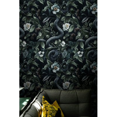 Dark Botanical Wallpaper  Moody Floral Decor Peel and Stick Roll